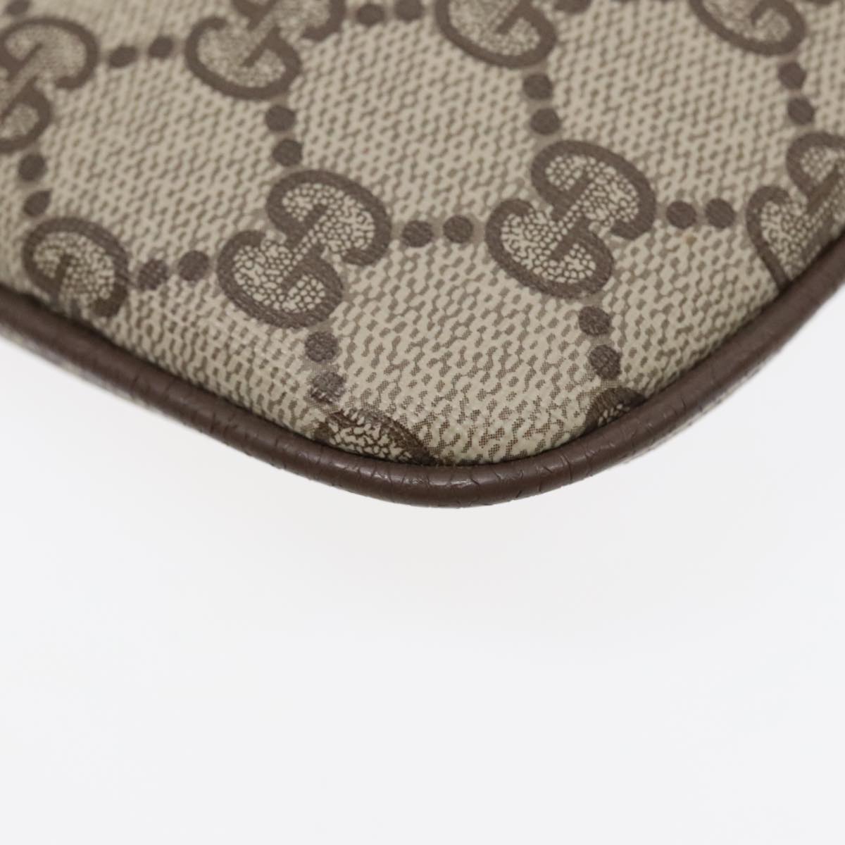 GUCCI GG Supreme Web Sherry Line Shoulder Bag PVC Beige Gold ep5610