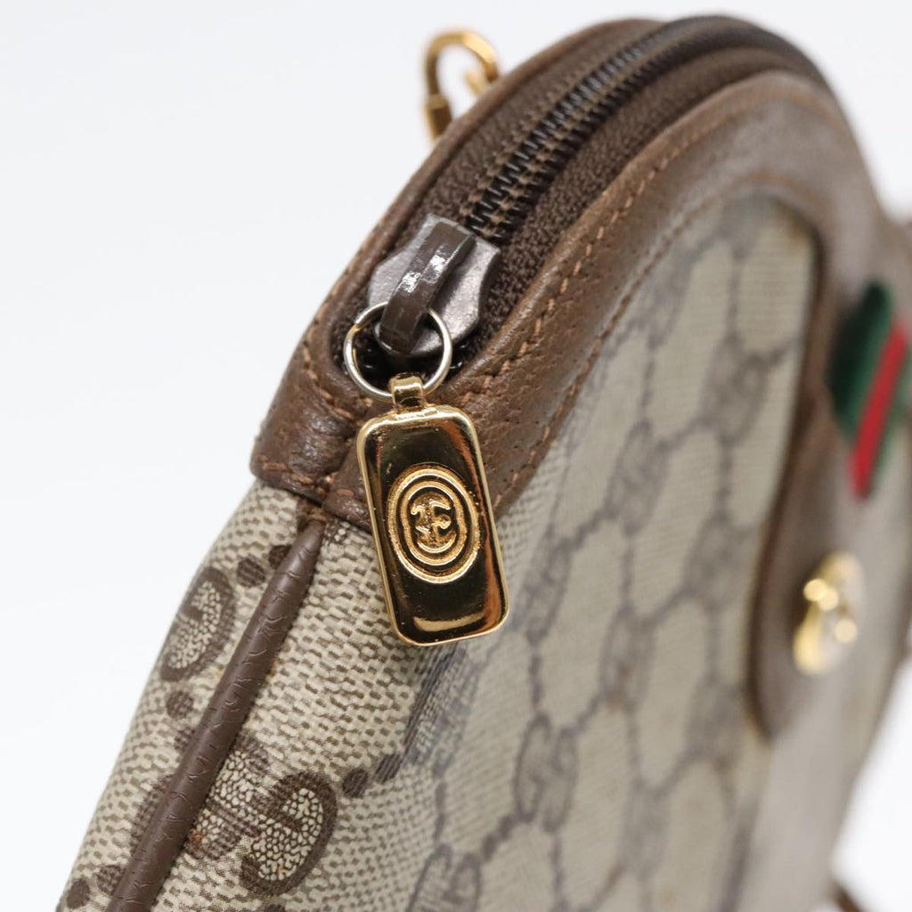 GUCCI GG Supreme Web Sherry Line Shoulder Bag PVC Beige Gold ep5610
