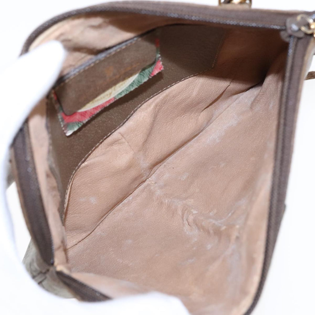 GUCCI GG Supreme Web Sherry Line Shoulder Bag PVC Beige Gold ep5610