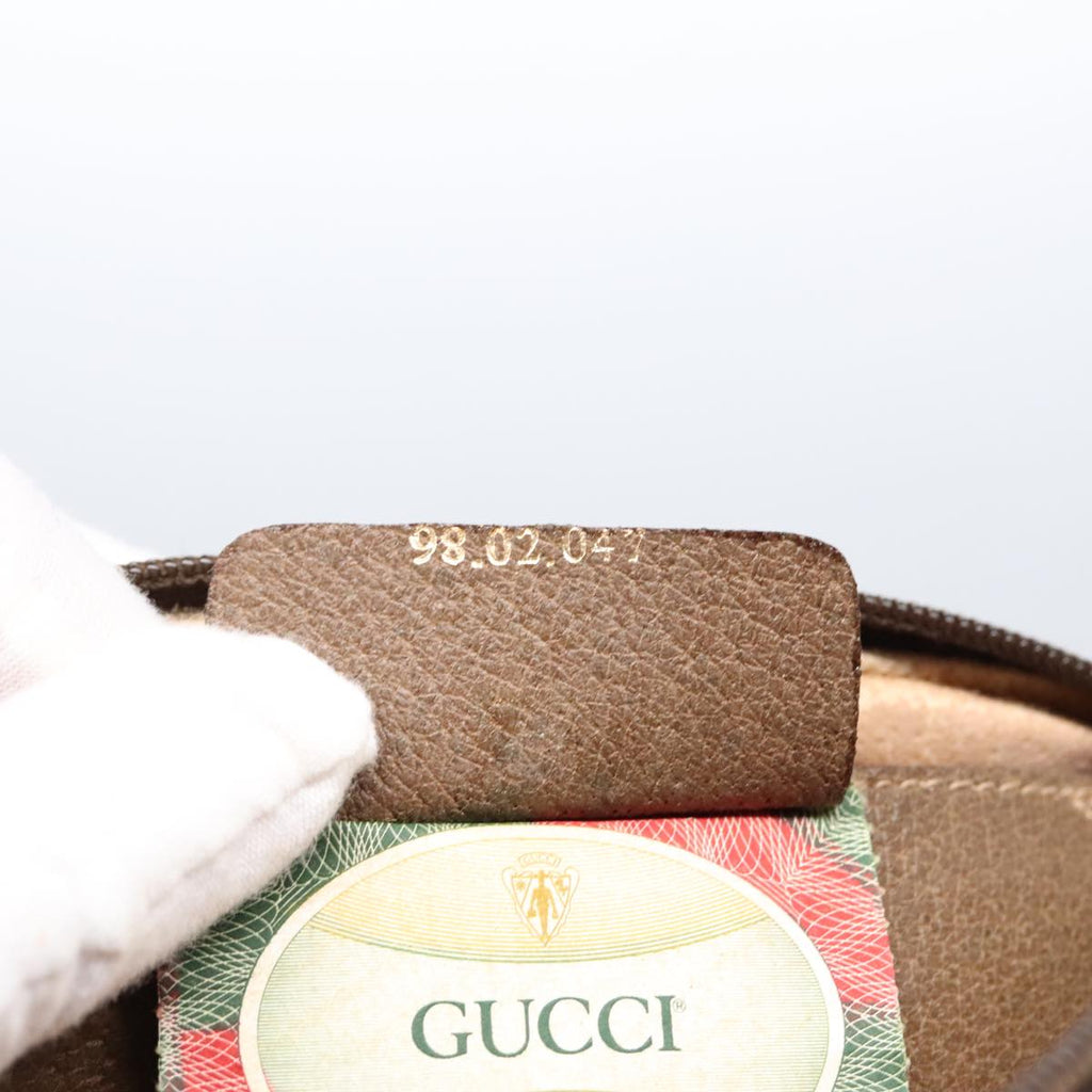 GUCCI GG Supreme Web Sherry Line Shoulder Bag PVC Beige Gold ep5610