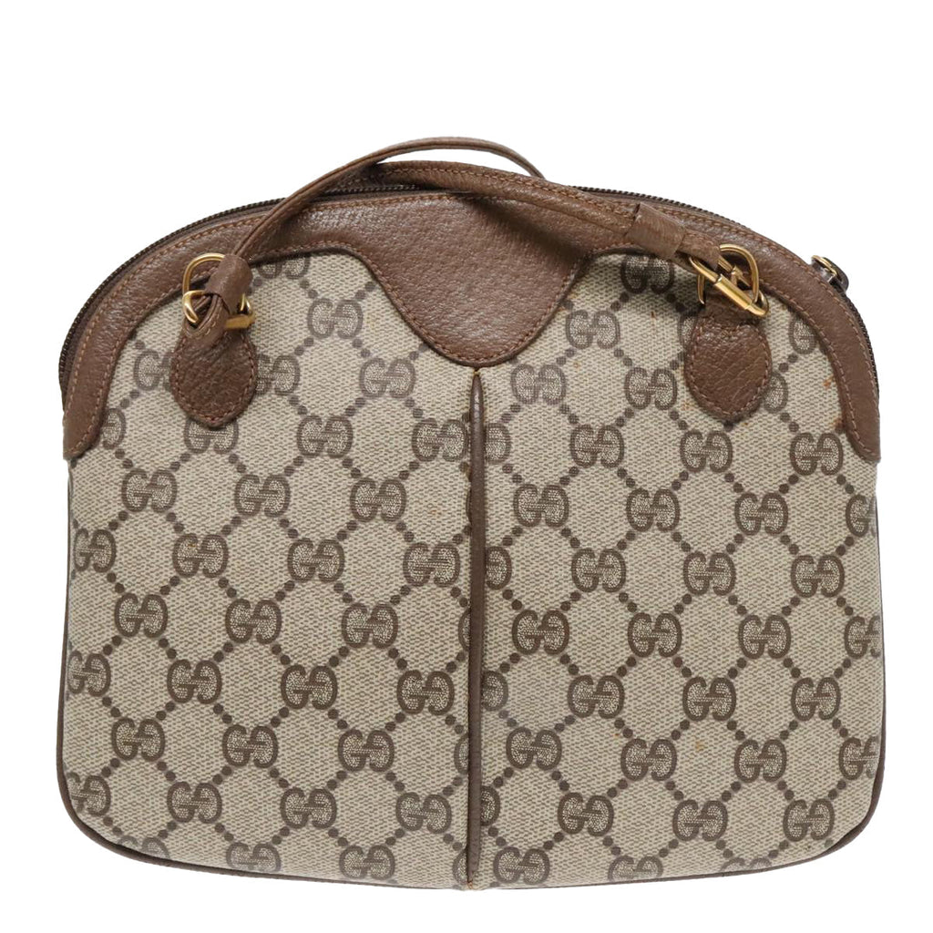 GUCCI GG Supreme Web Sherry Line Shoulder Bag PVC Beige Gold ep5610
