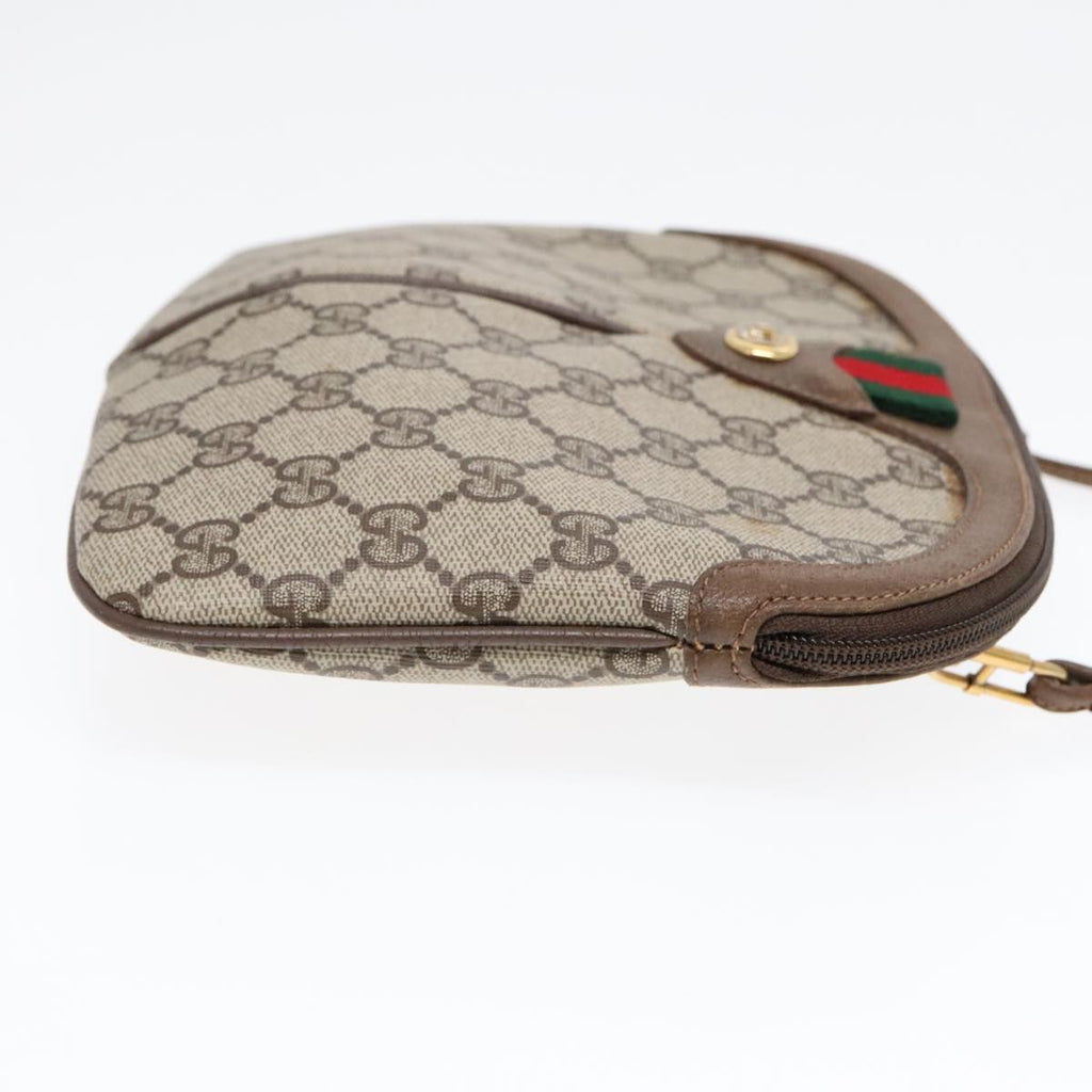 GUCCI GG Supreme Web Sherry Line Shoulder Bag PVC Beige Gold ep5610