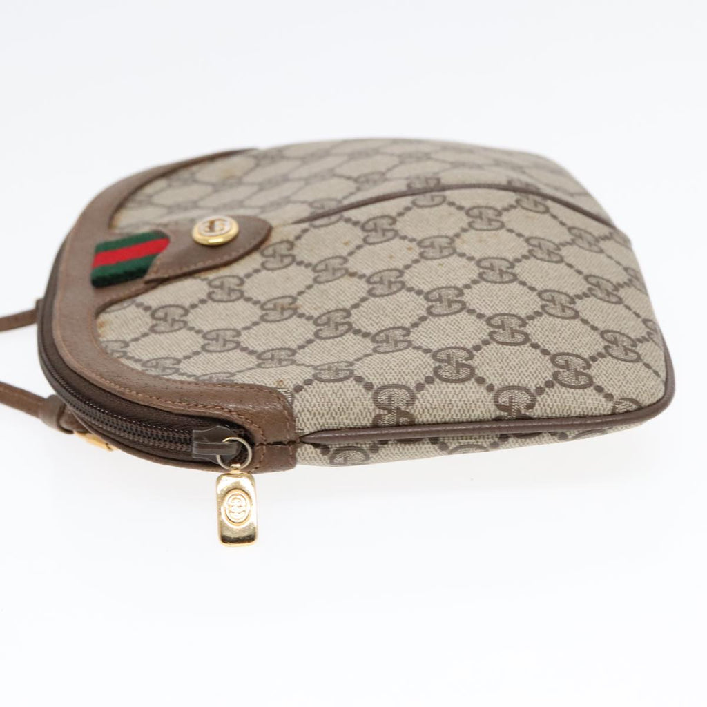 GUCCI GG Supreme Web Sherry Line Shoulder Bag PVC Beige Gold ep5610