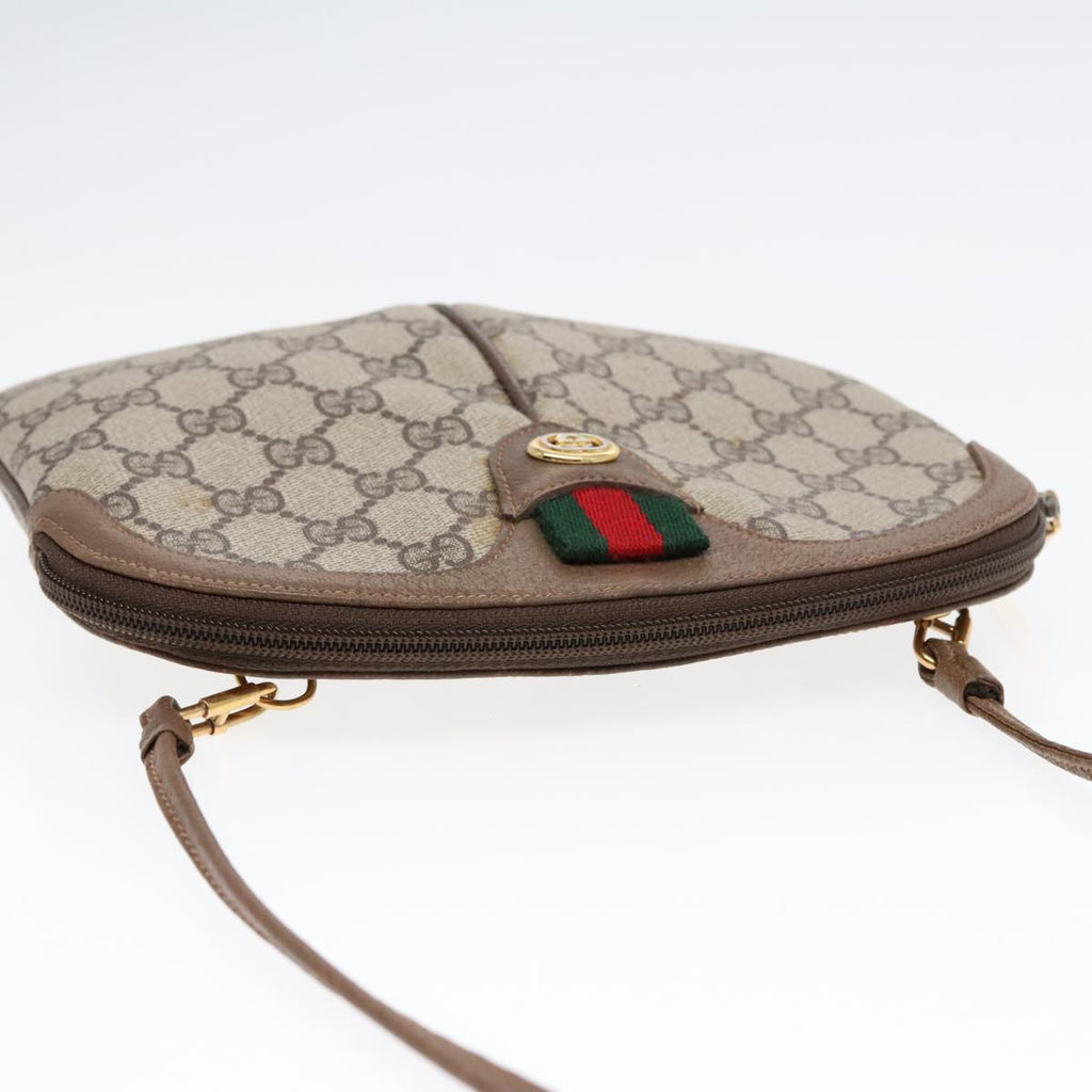 GUCCI GG Supreme Web Sherry Line Shoulder Bag PVC Beige Gold ep5610
