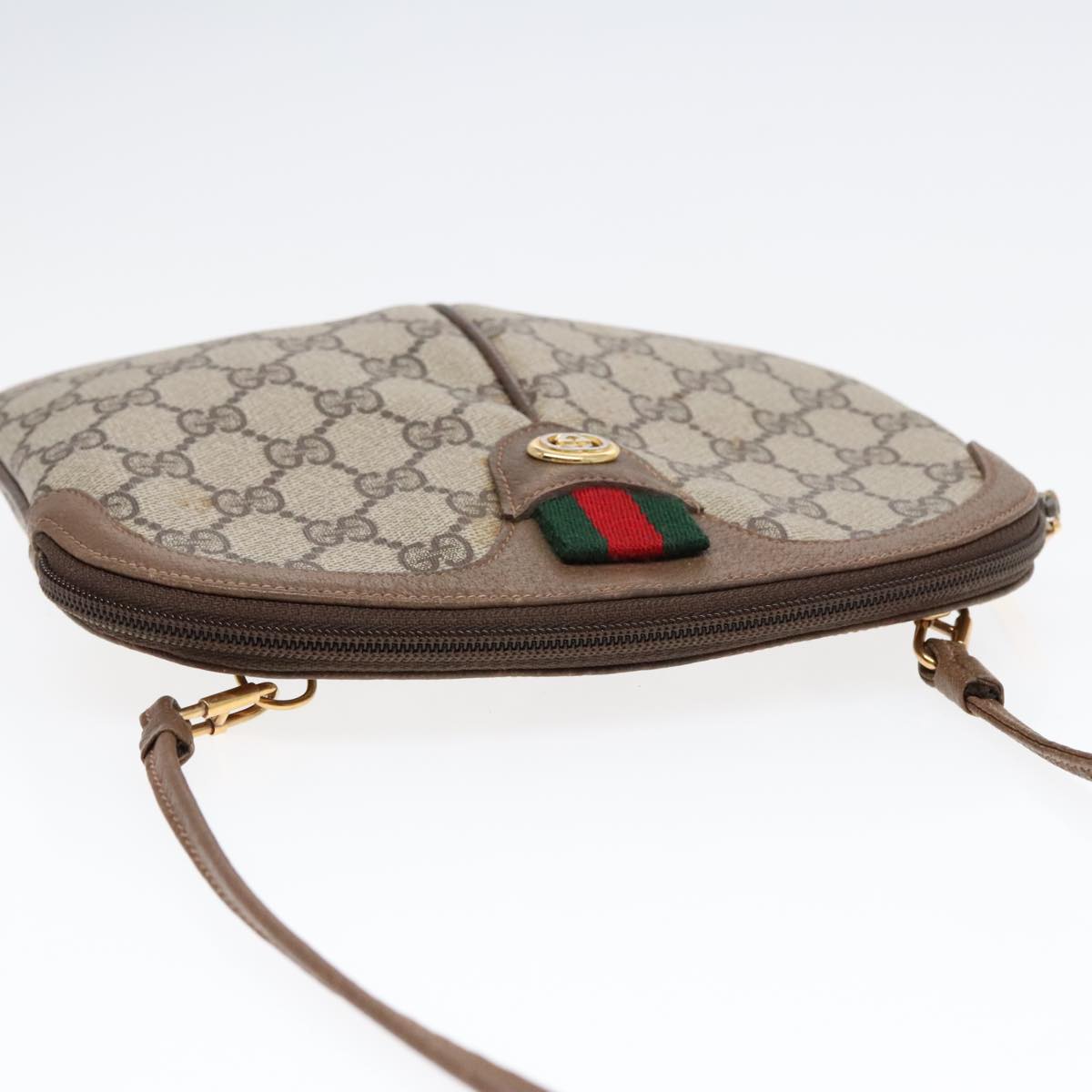 GUCCI GG Supreme Web Sherry Line Shoulder Bag PVC Beige Gold ep5610
