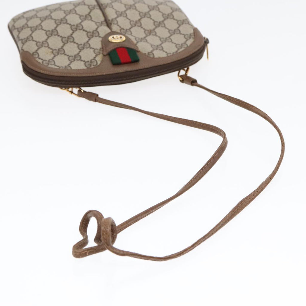 GUCCI GG Supreme Web Sherry Line Shoulder Bag PVC Beige Gold ep5610