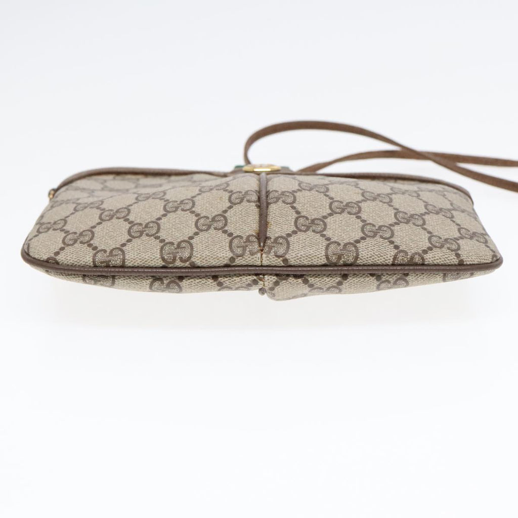 GUCCI GG Supreme Web Sherry Line Shoulder Bag PVC Beige Gold ep5610