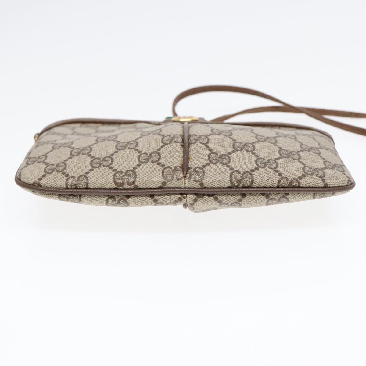 GUCCI GG Supreme Web Sherry Line Shoulder Bag PVC Beige Gold ep5610