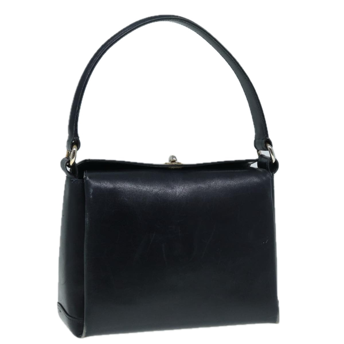 GUCCI Shoulder Bag Leather Navy Silver ep5614
