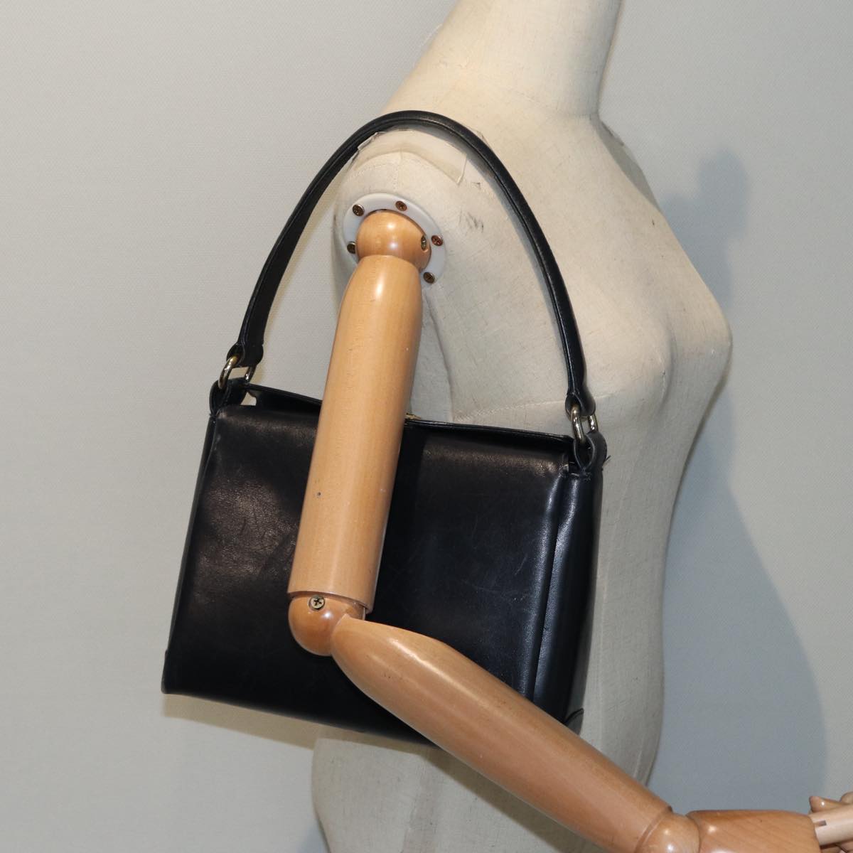 GUCCI Shoulder Bag Leather Navy Silver ep5614