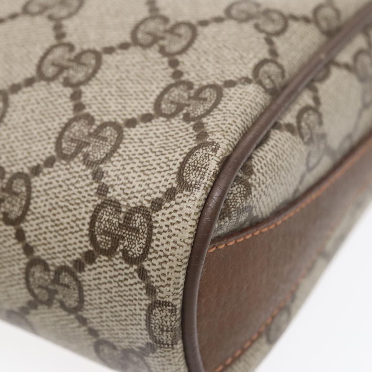 GUCCI GG Supreme Web Sherry Line Shoulder Bag PVC Beige Gold ep5616