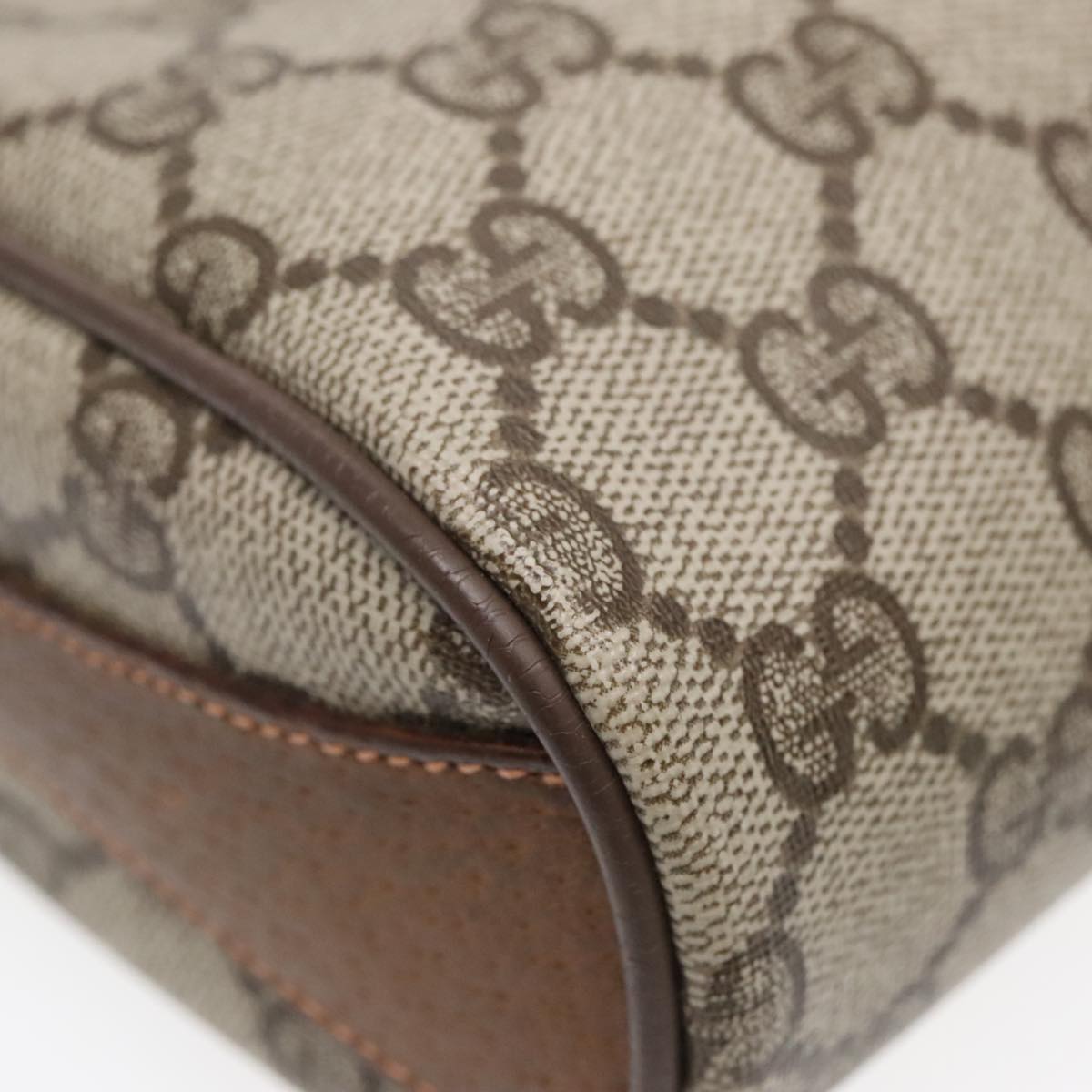 GUCCI GG Supreme Web Sherry Line Shoulder Bag PVC Beige Gold ep5616