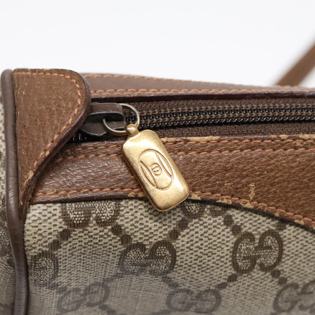 GUCCI GG Supreme Web Sherry Line Shoulder Bag PVC Beige Gold ep5616