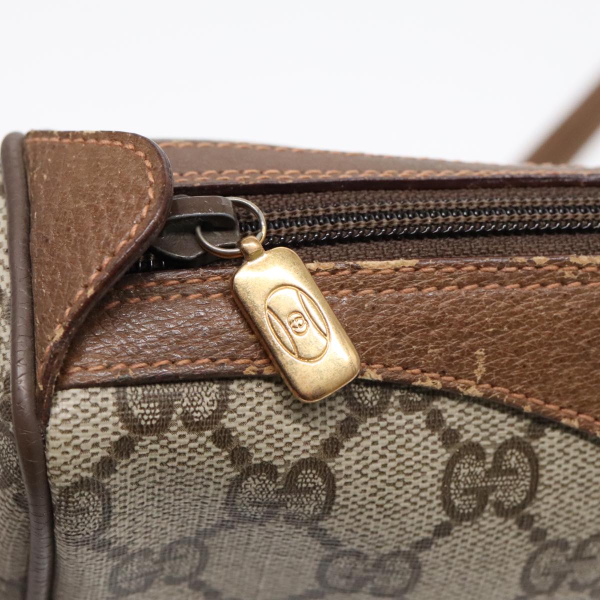 GUCCI GG Supreme Web Sherry Line Shoulder Bag PVC Beige Gold ep5616