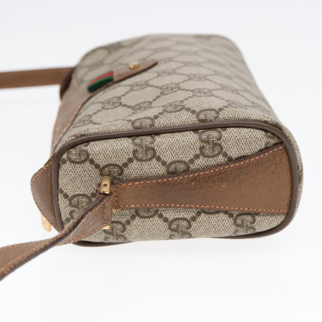 GUCCI GG Supreme Web Sherry Line Shoulder Bag PVC Beige Gold ep5616