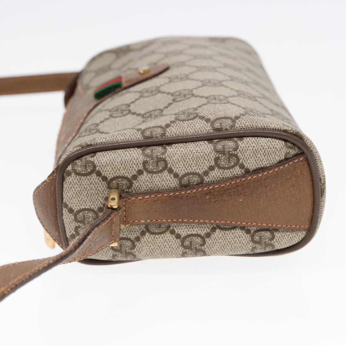 GUCCI GG Supreme Web Sherry Line Shoulder Bag PVC Beige Gold ep5616
