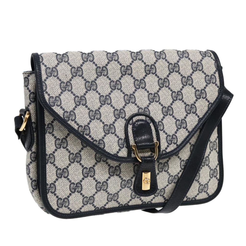 GUCCI GG Supreme Shoulder Bag PVC Navy Gold ep5618