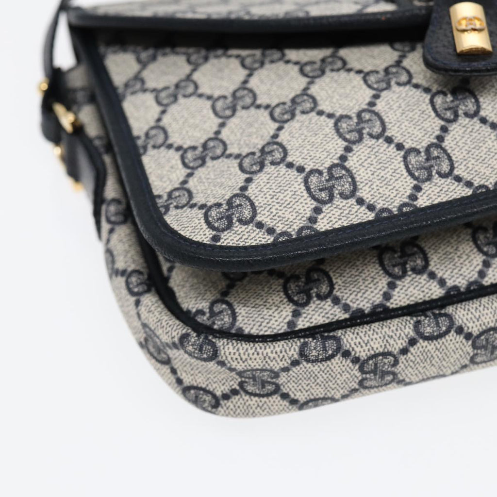 GUCCI GG Supreme Shoulder Bag PVC Navy Gold ep5618