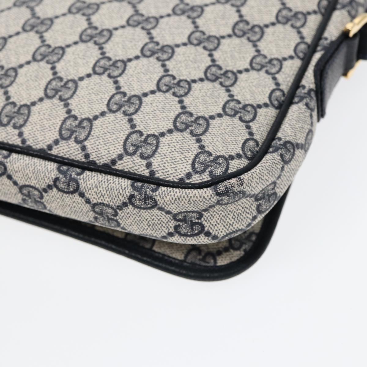 GUCCI GG Supreme Shoulder Bag PVC Navy Gold ep5618