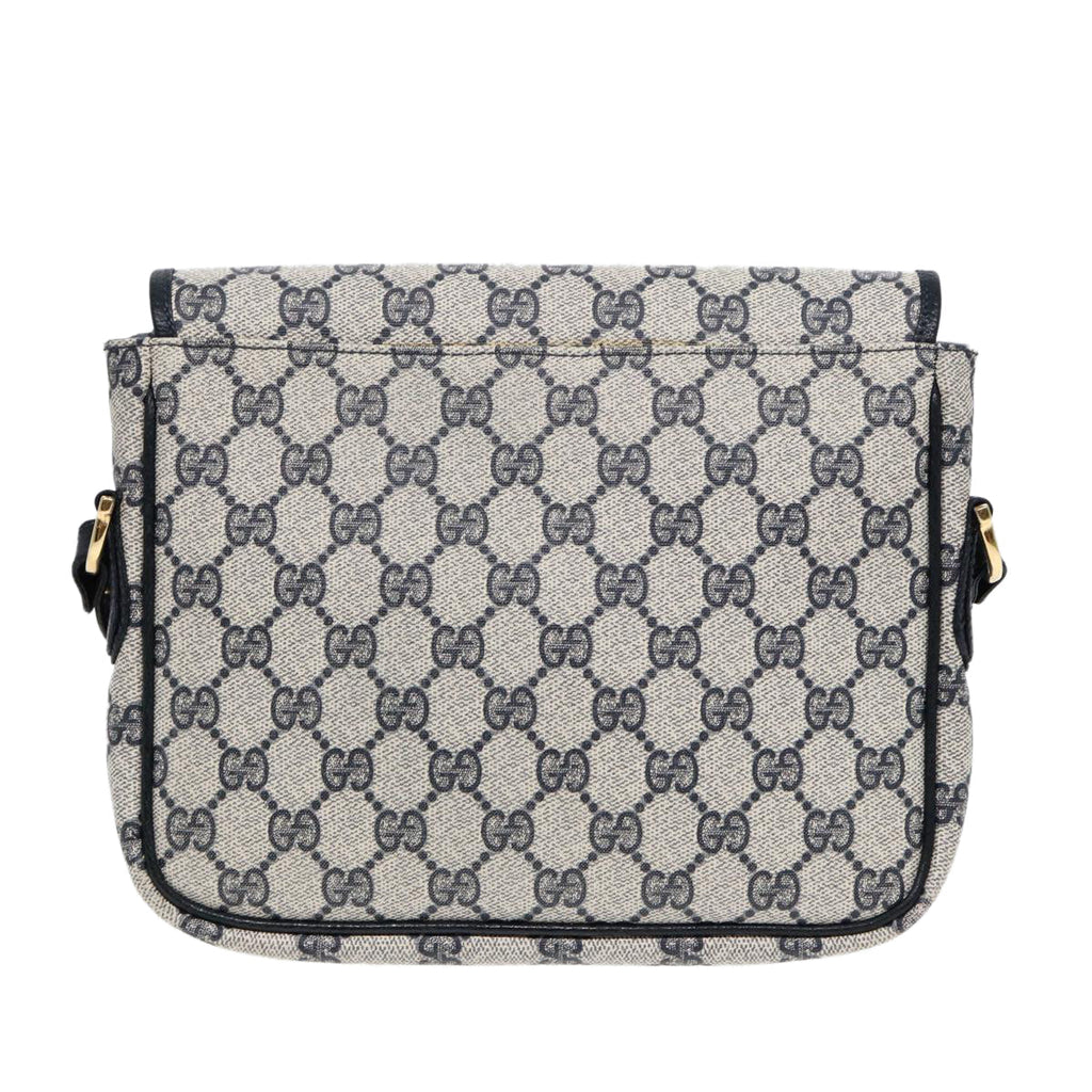 GUCCI GG Supreme Shoulder Bag PVC Navy Gold ep5618