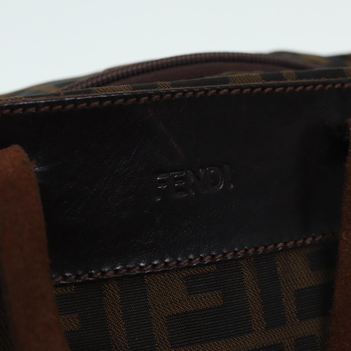 FENDI Zucca Canvas Hand Bag Brown Black ep5621