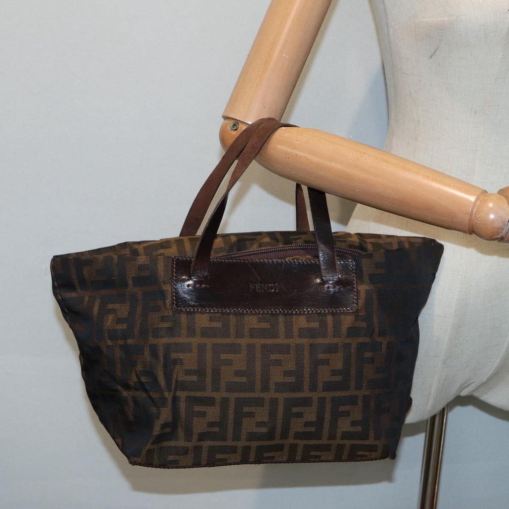 FENDI Zucca Canvas Hand Bag Brown Black ep5621