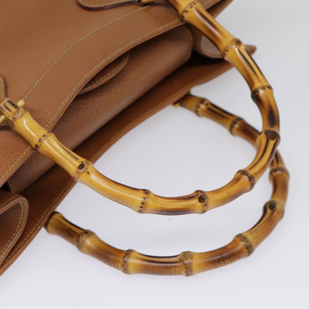 GUCCI Bamboo Hand Bag Leather Brown Gold 002 1186 0260 ep5623