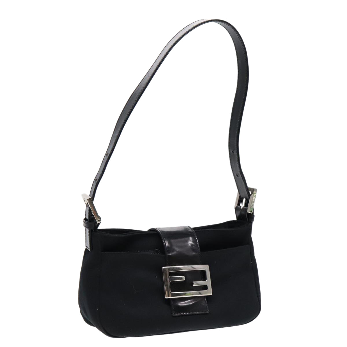 FENDI Shoulder Bag Nylon Black Silver ep5624