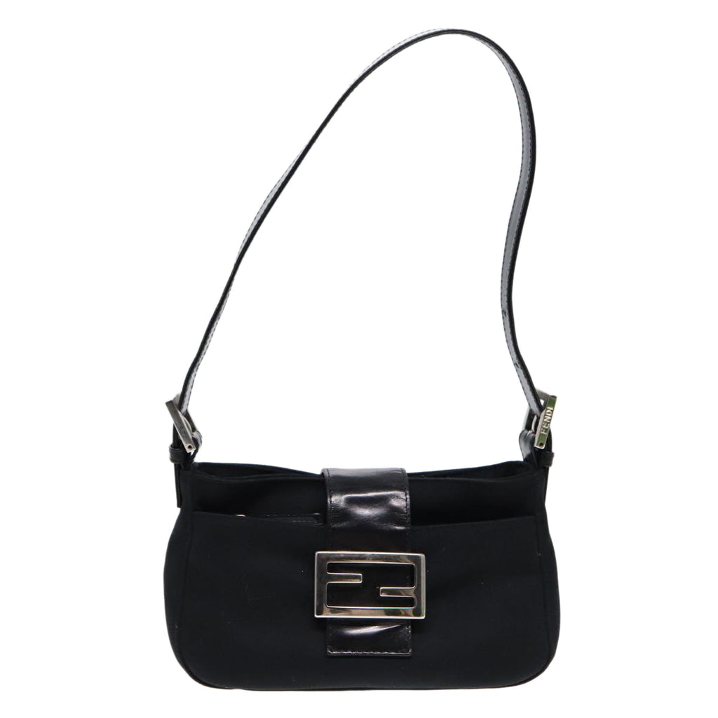 FENDI Shoulder Bag Nylon Black Silver ep5624