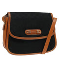 GUCCI GG Canvas Shoulder Bag Black Brown gold ep5626