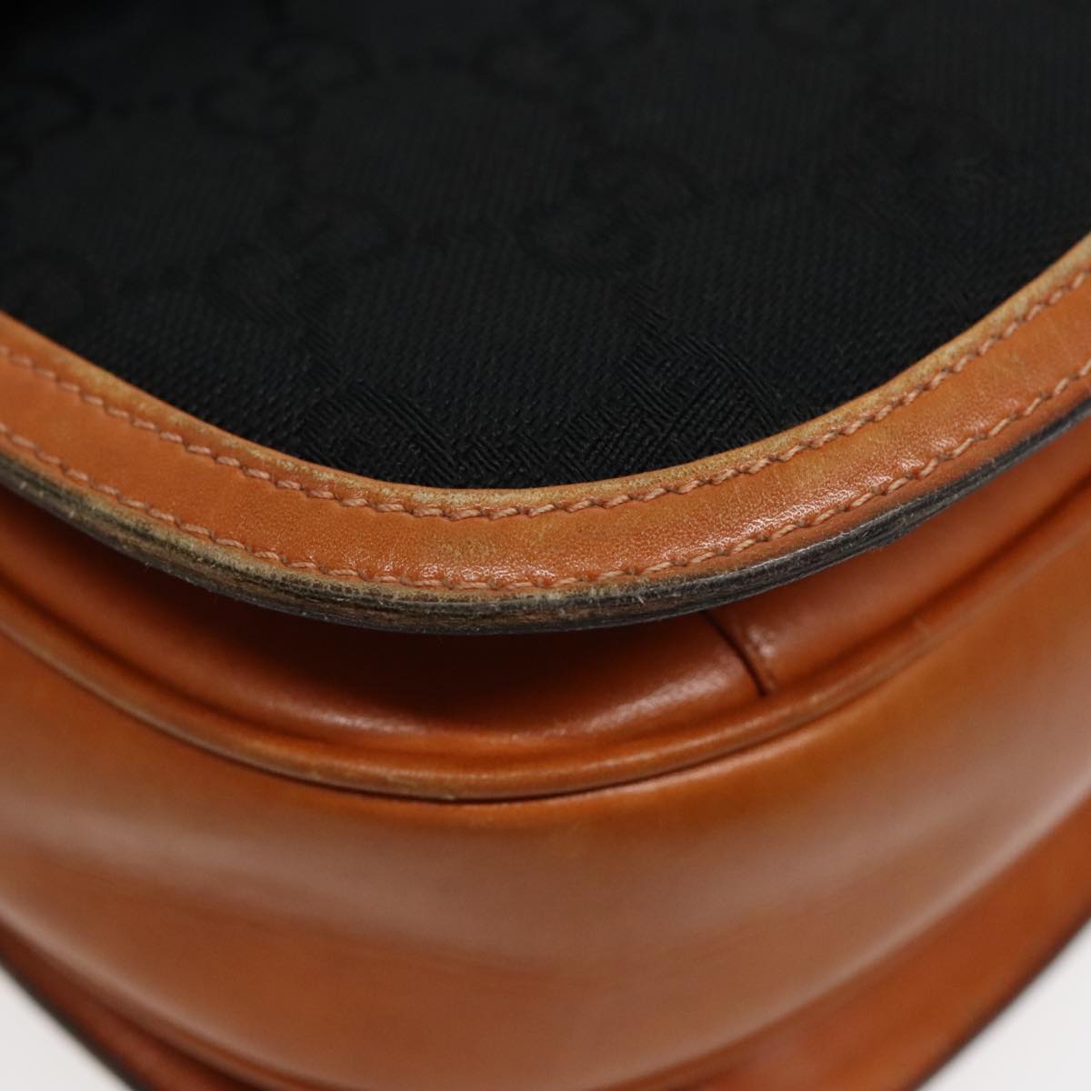 GUCCI GG Canvas Shoulder Bag Black Brown gold ep5626
