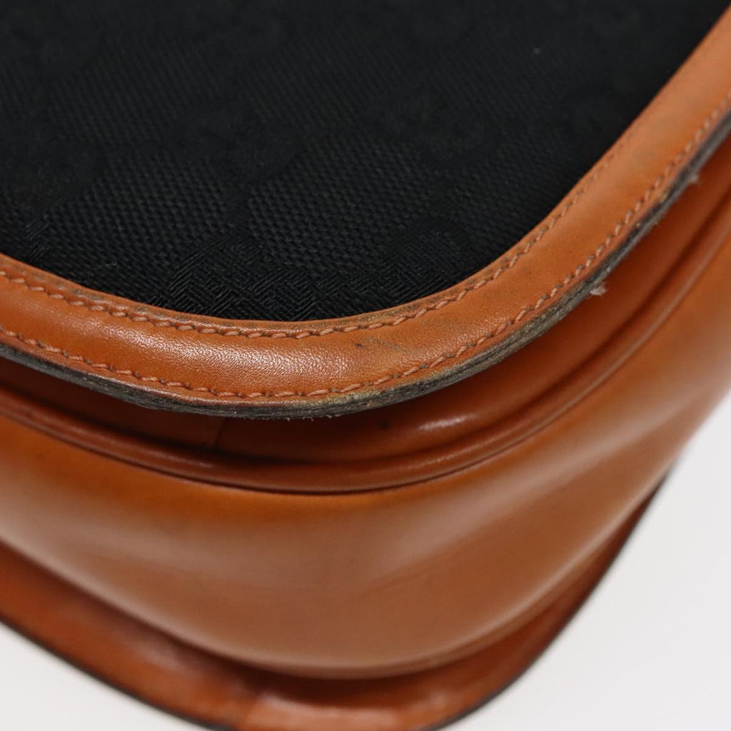 GUCCI GG Canvas Shoulder Bag Black Brown gold ep5626