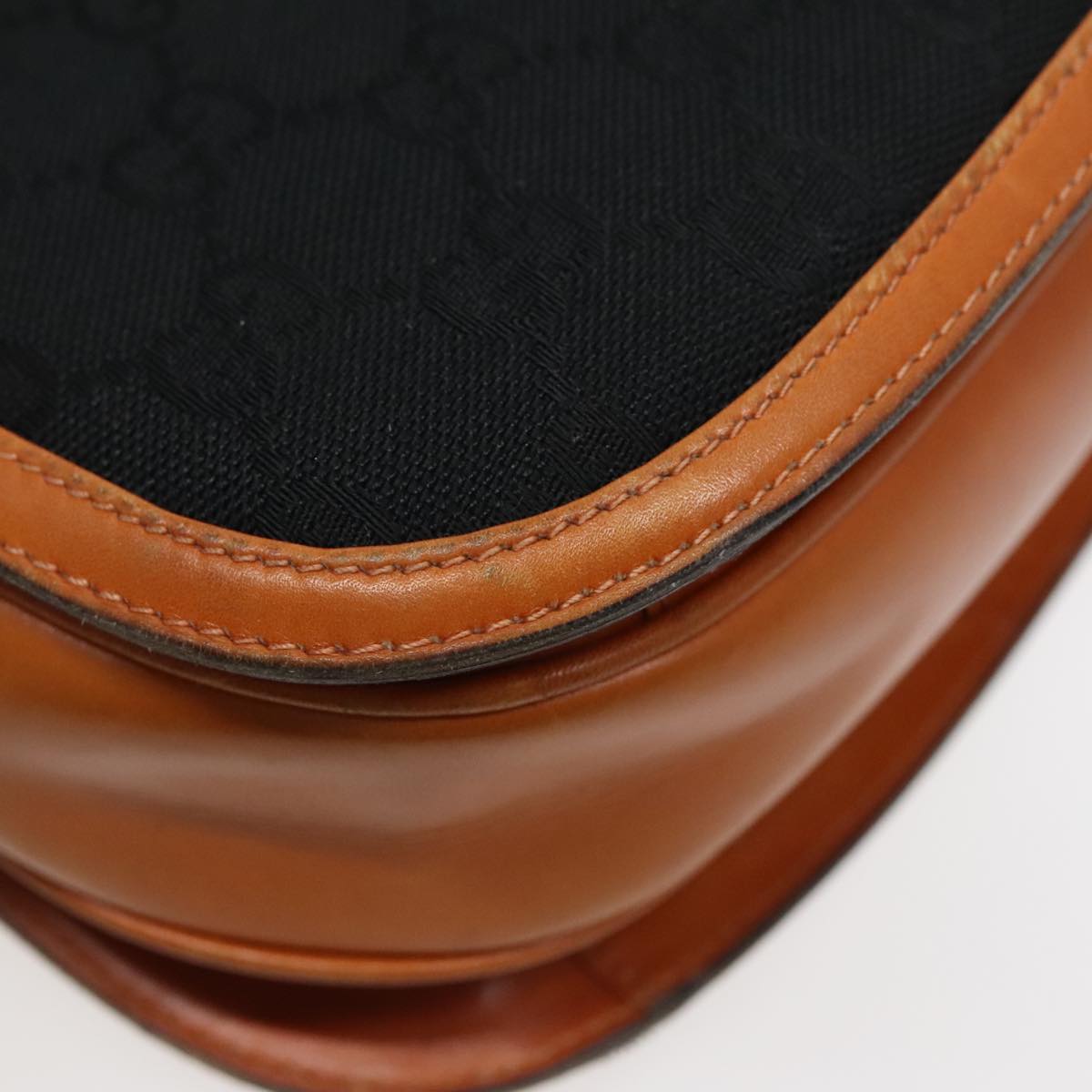 GUCCI GG Canvas Shoulder Bag Black Brown gold ep5626