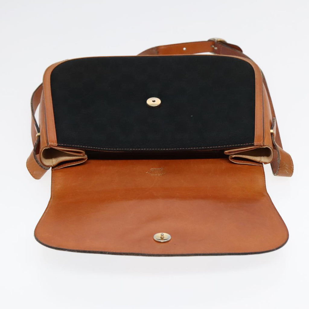 GUCCI GG Canvas Shoulder Bag Black Brown gold ep5626