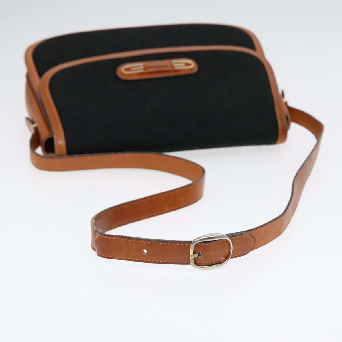 GUCCI GG Canvas Shoulder Bag Black Brown gold ep5626