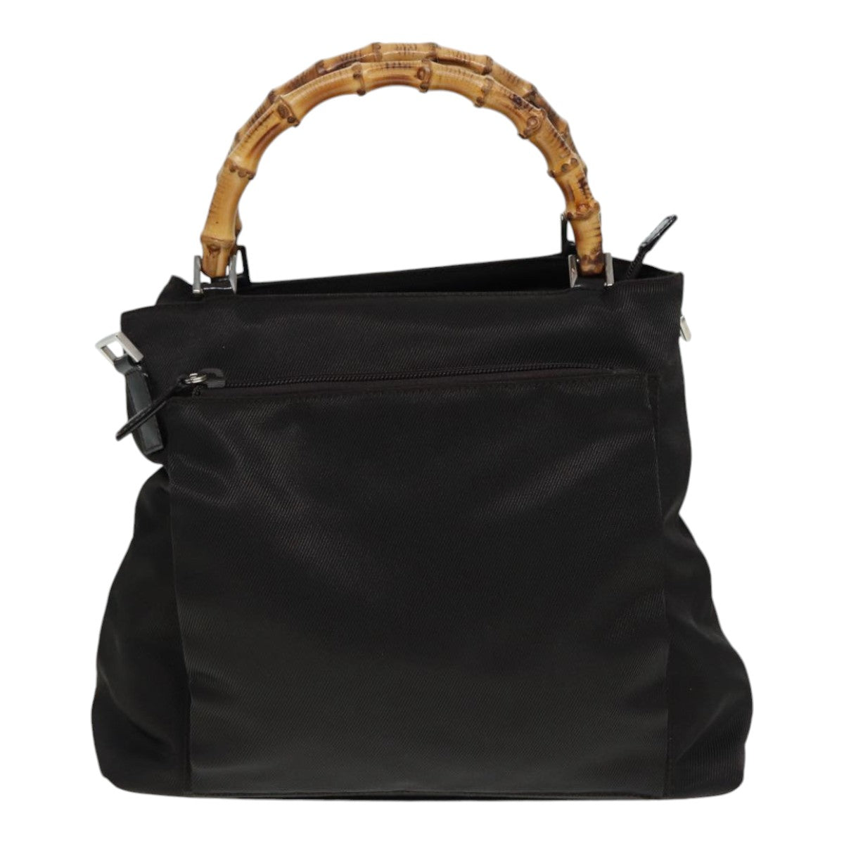GUCCI Bamboo Hand Bag Nylon 2way Brown Silver 002 2122 0508 ep5630