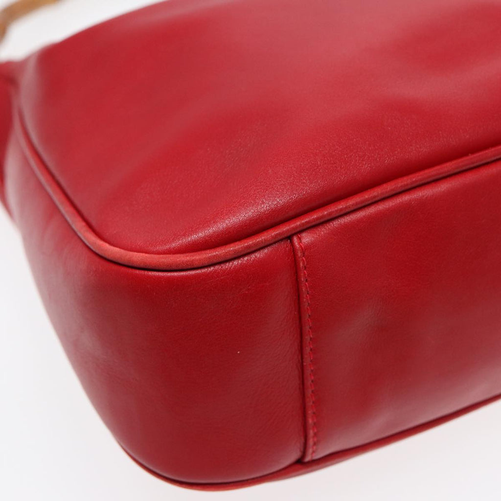 GUCCI Bamboo Hand Bag Leather 2way Red Gold 001 2404 16380 ep5631