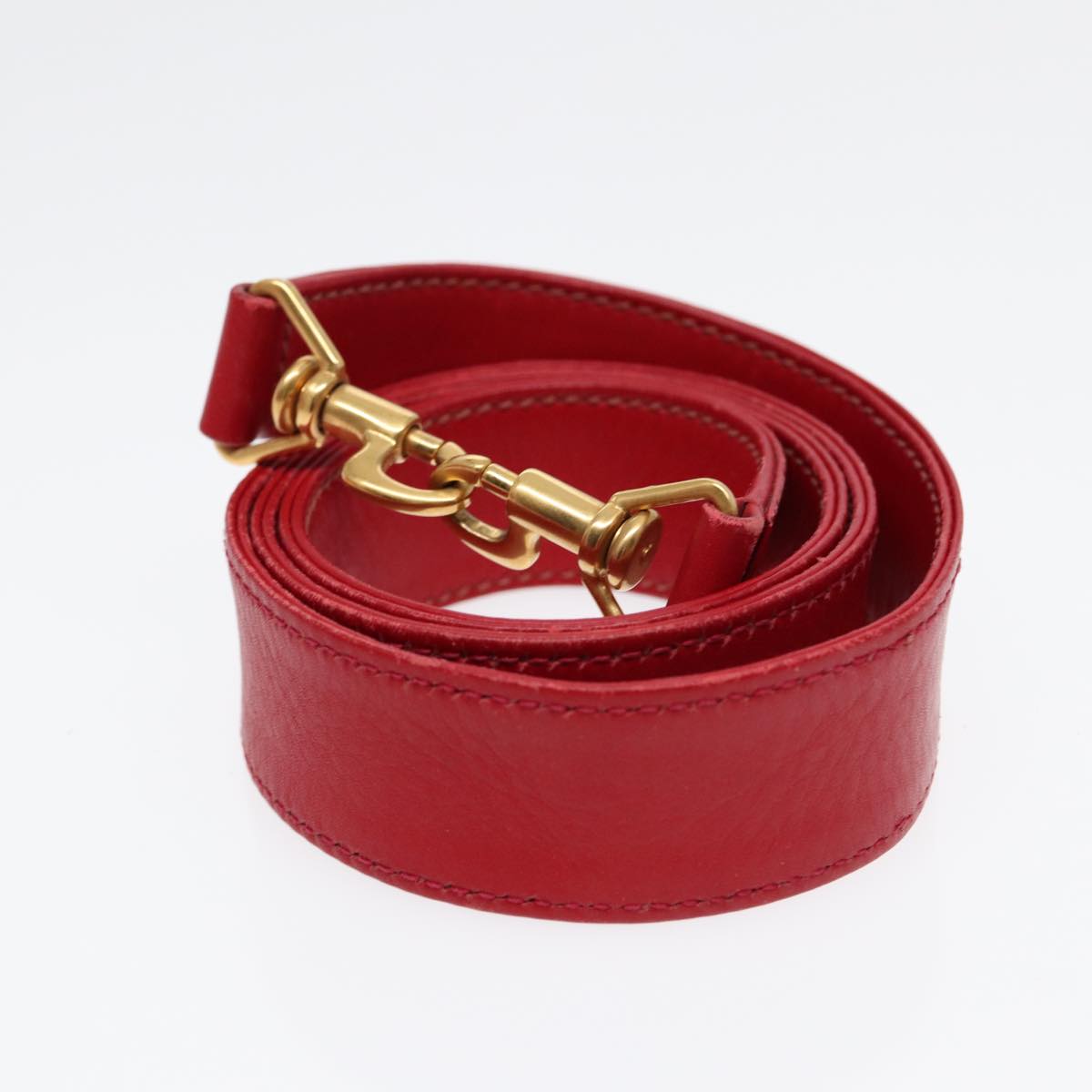 GUCCI Bamboo Hand Bag Leather 2way Red Gold 001 2404 16380 ep5631