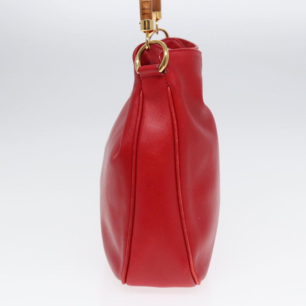 GUCCI Bamboo Hand Bag Leather 2way Red Gold 001 2404 16380 ep5631