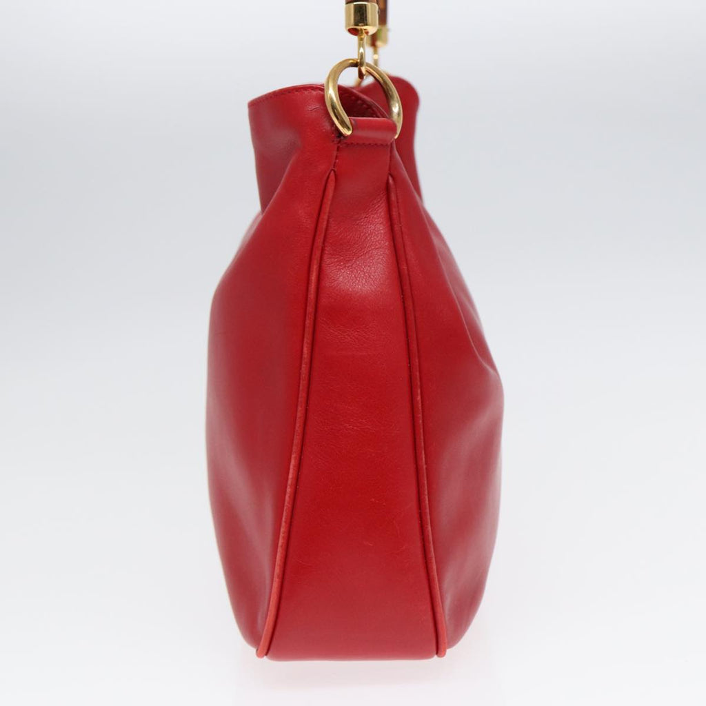 GUCCI Bamboo Hand Bag Leather 2way Red Gold 001 2404 16380 ep5631