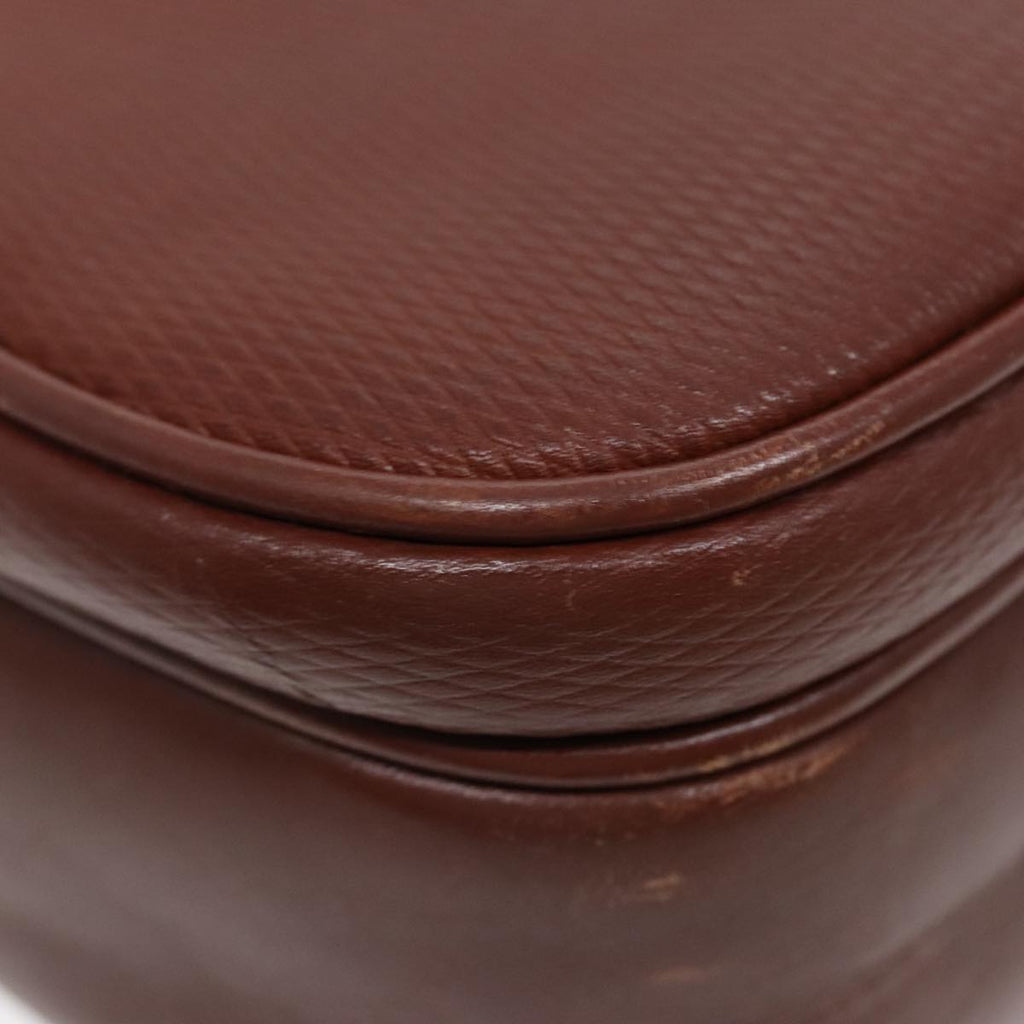 GUCCI Shoulder Bag Leather Brown Silver ep5634