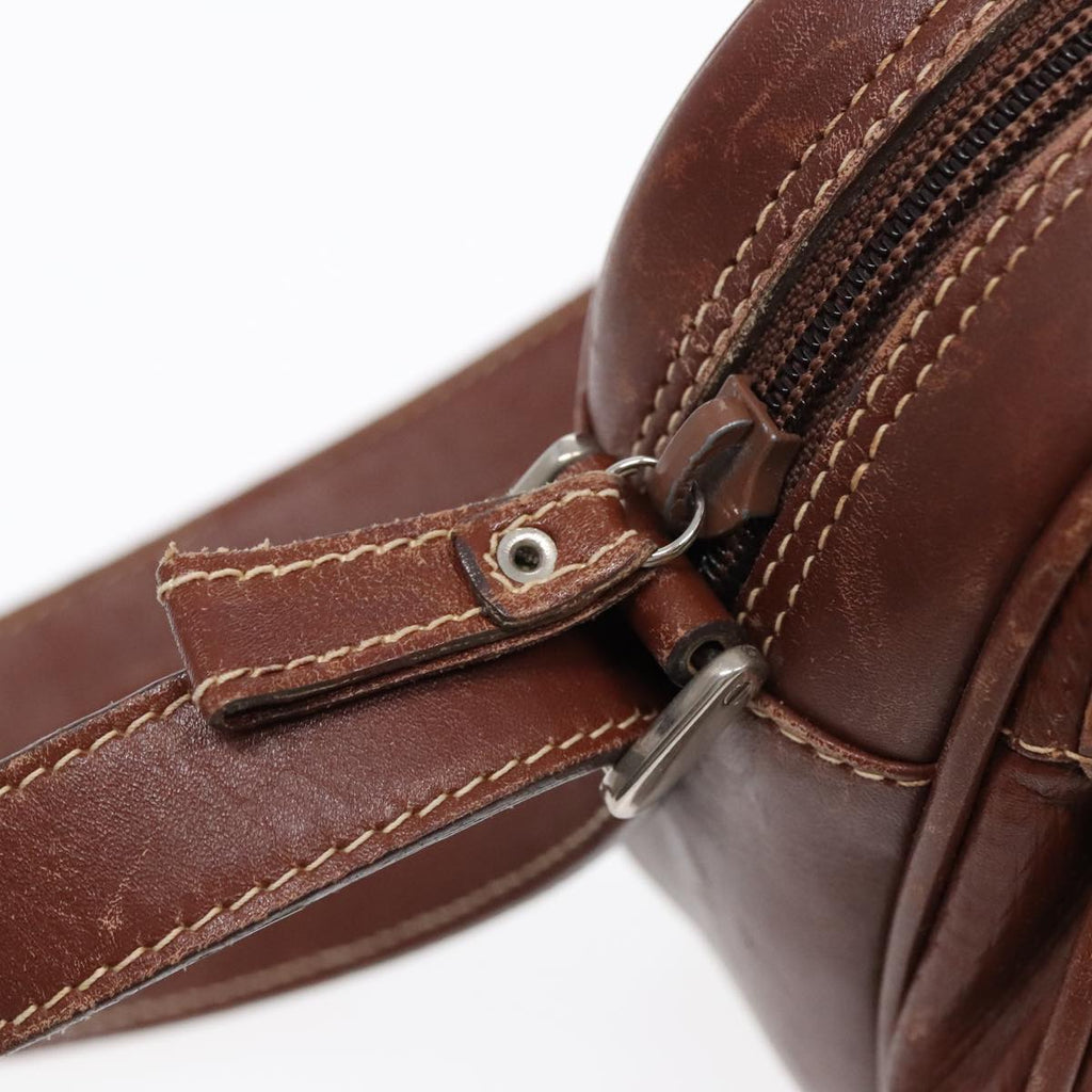 GUCCI Shoulder Bag Leather Brown Silver ep5634