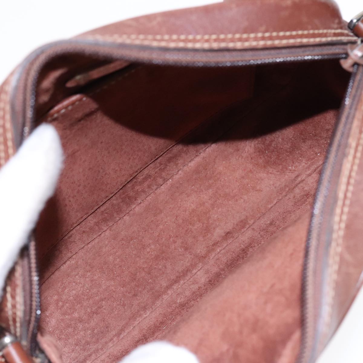 GUCCI Shoulder Bag Leather Brown Silver ep5634