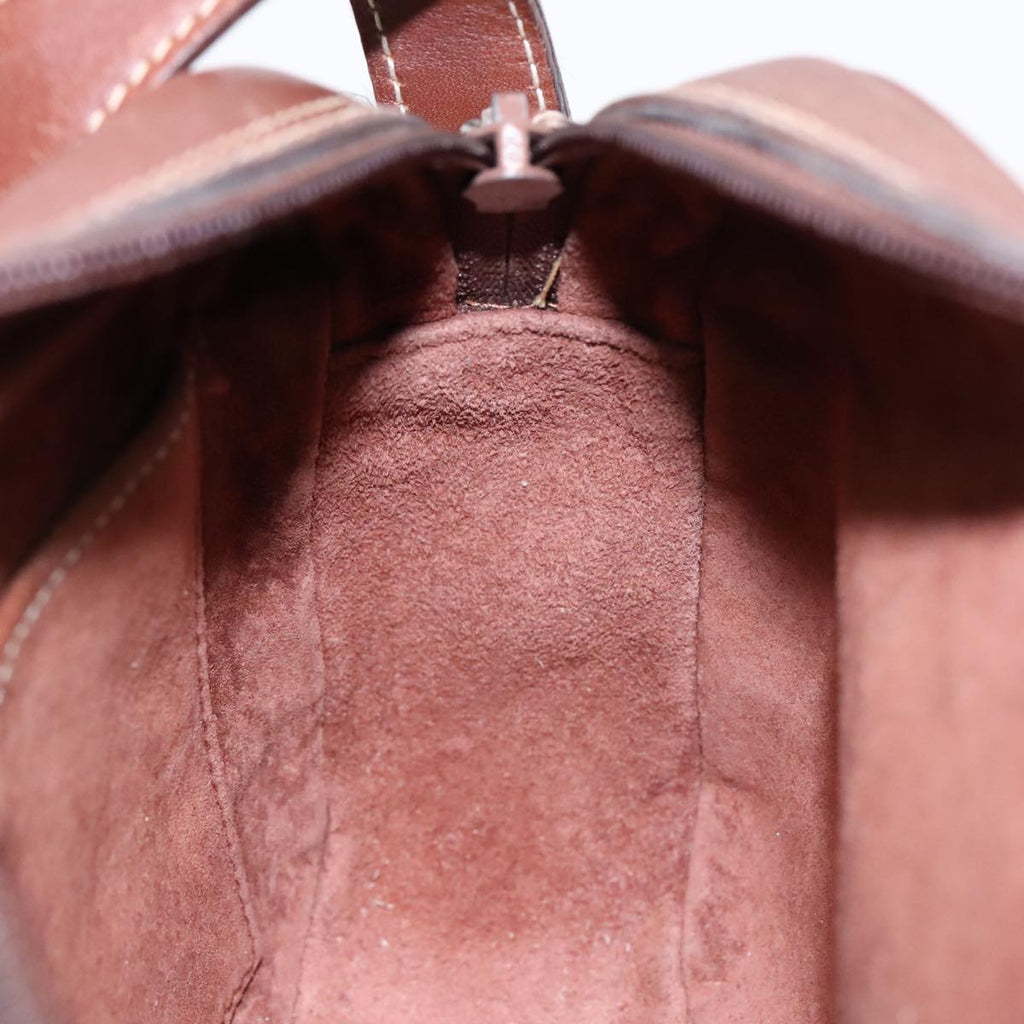 GUCCI Shoulder Bag Leather Brown Silver ep5634