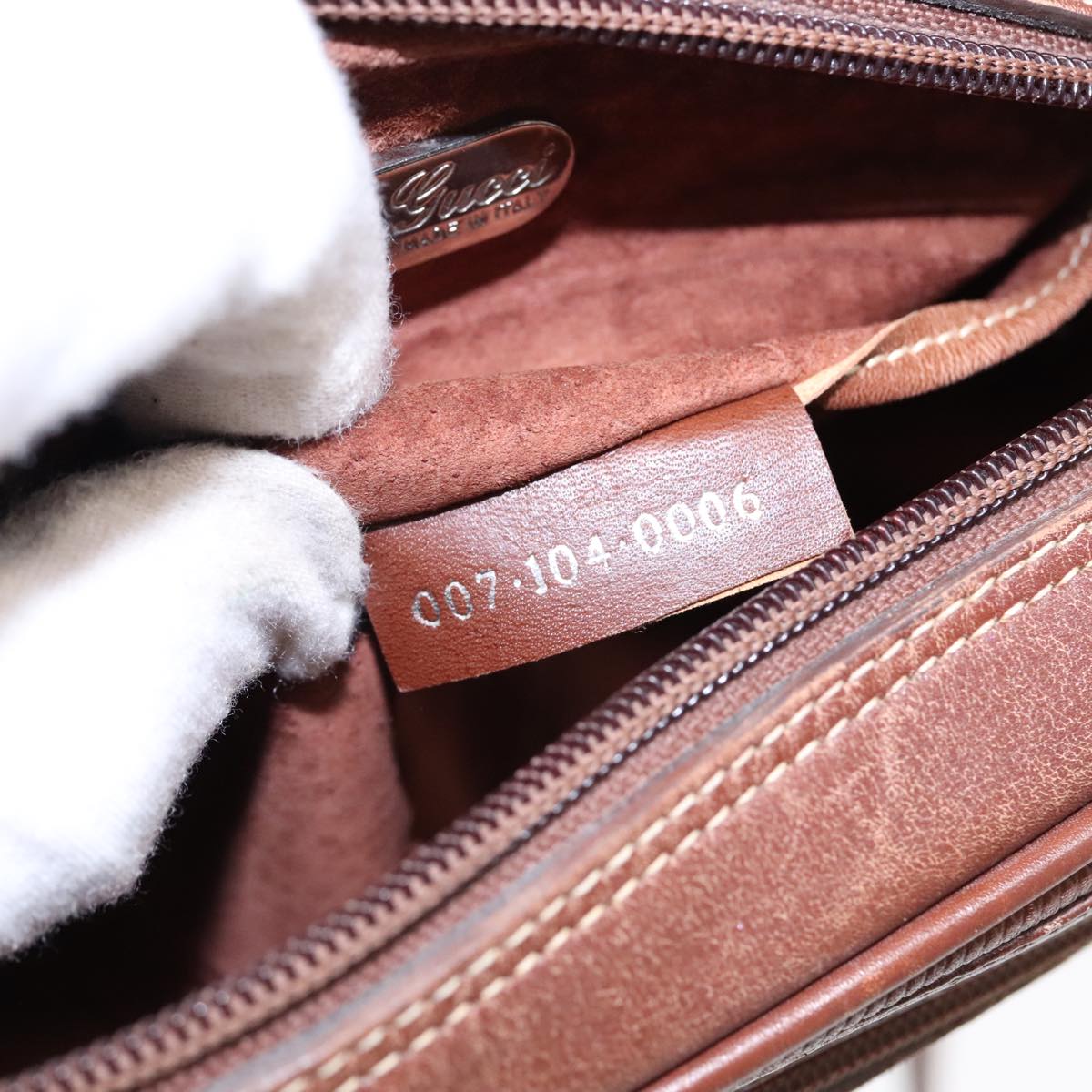 GUCCI Shoulder Bag Leather Brown Silver ep5634