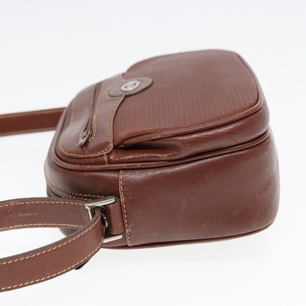 GUCCI Shoulder Bag Leather Brown Silver ep5634