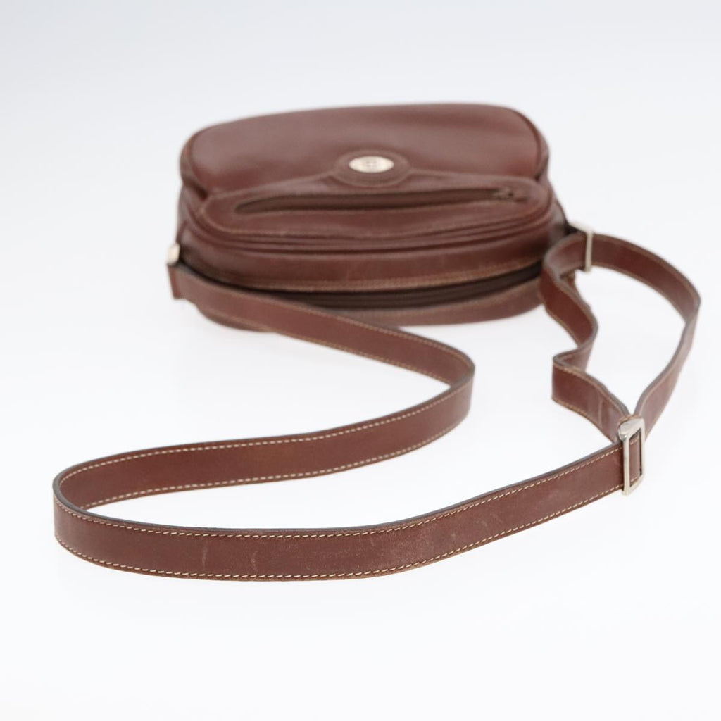GUCCI Shoulder Bag Leather Brown Silver ep5634