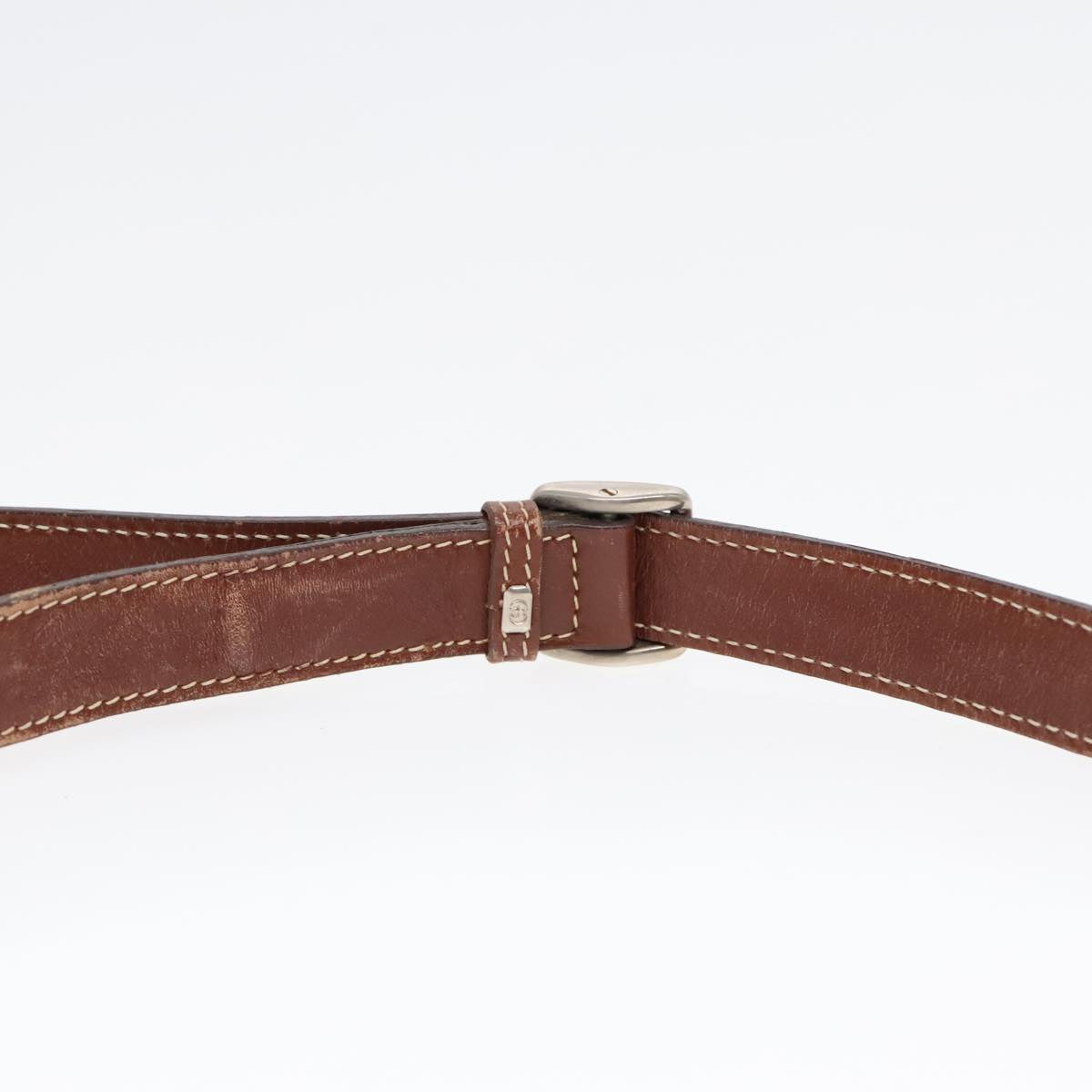 GUCCI Shoulder Bag Leather Brown Silver ep5634