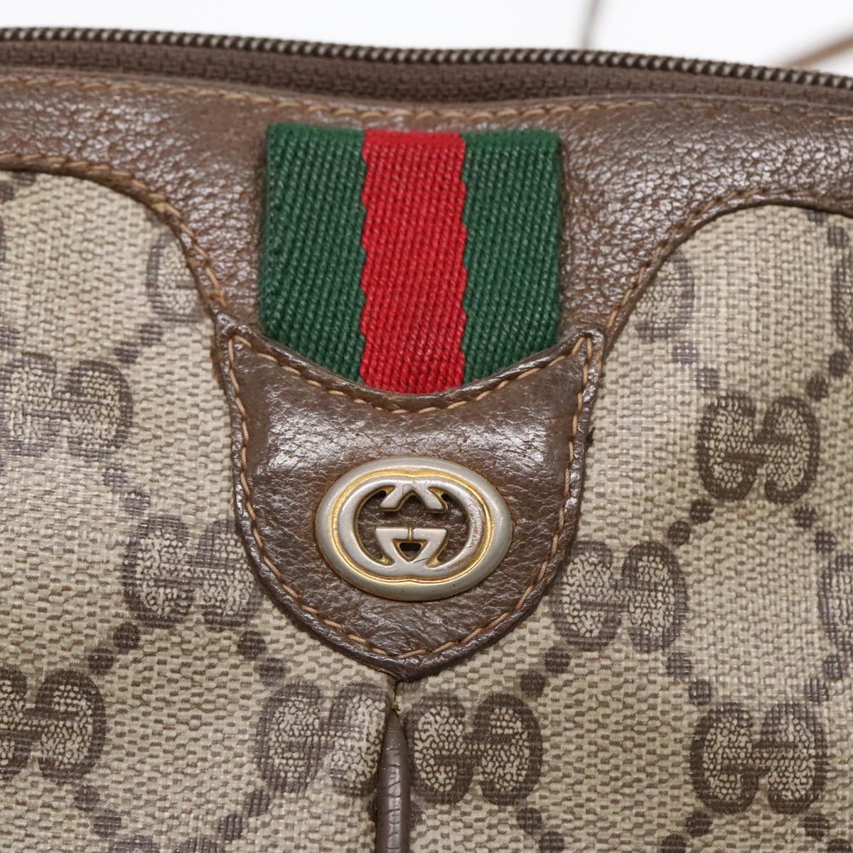 GUCCI GG Supreme Web Sherry Line Shoulder Bag PVC Beige Gold ep5636