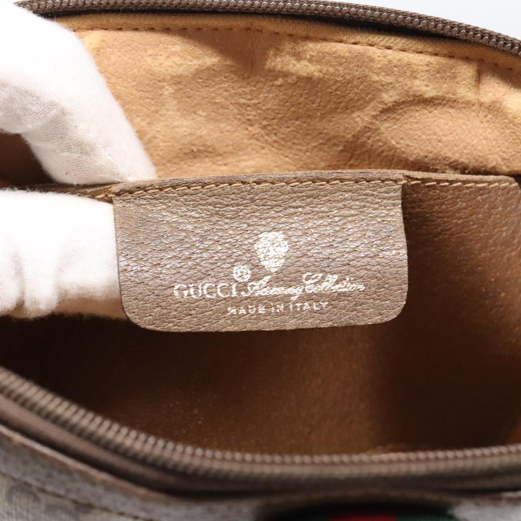 GUCCI GG Supreme Web Sherry Line Shoulder Bag PVC Beige Gold ep5636
